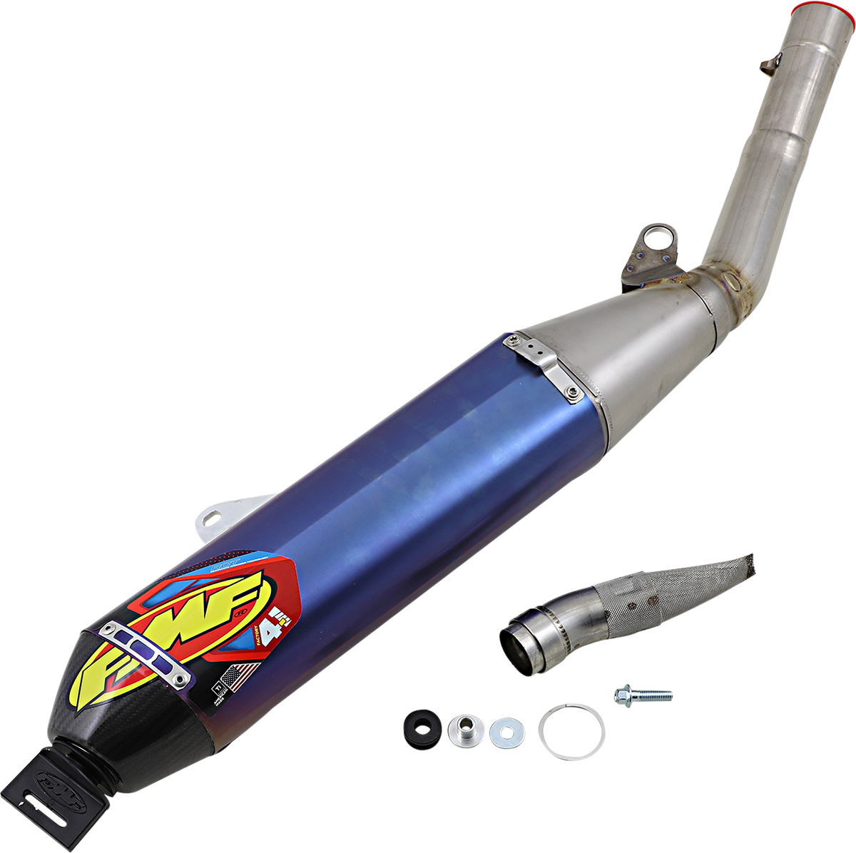 FMF Factory 4.1 RCT Slip-On Muffler - Blue Anodized Titanium with Carbon Fiber End Cap - WR450R 044466