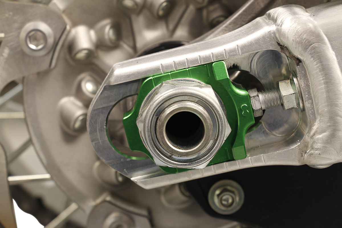 WORKS CONNECTION Elite Axle Block 17-248 for Kawasaki/Suzuki, Precision Alignment