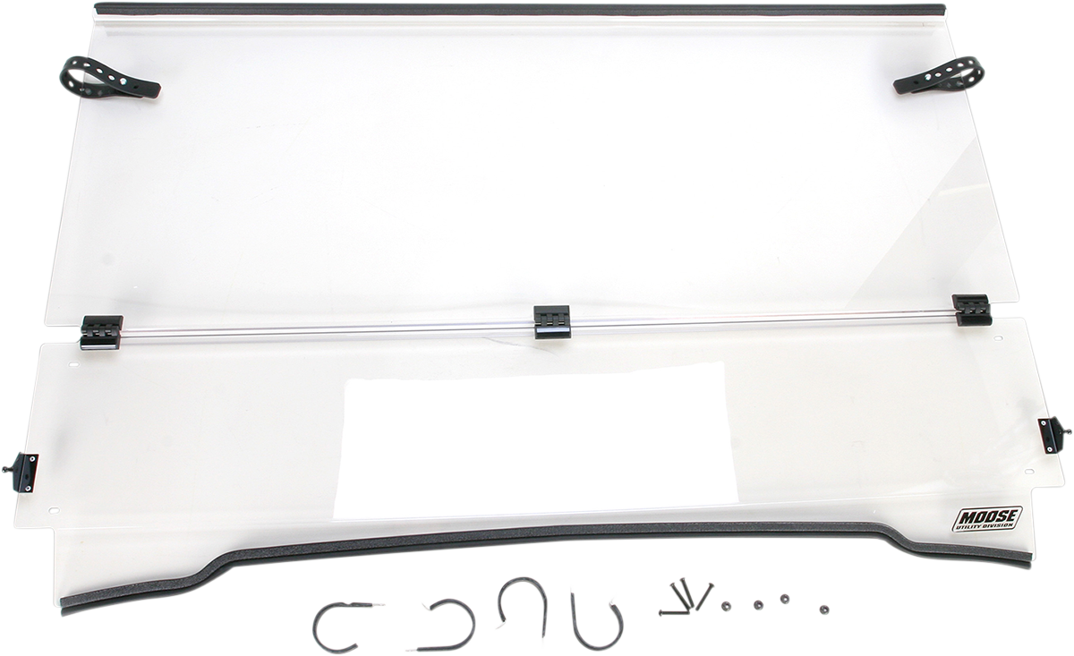 MOOSE OFFROAD LEMA100-0008 Clear Full Folding Polycarbonate UTV Windshield for Kawasaki Mule 3010 4x4 - Moto-House MX