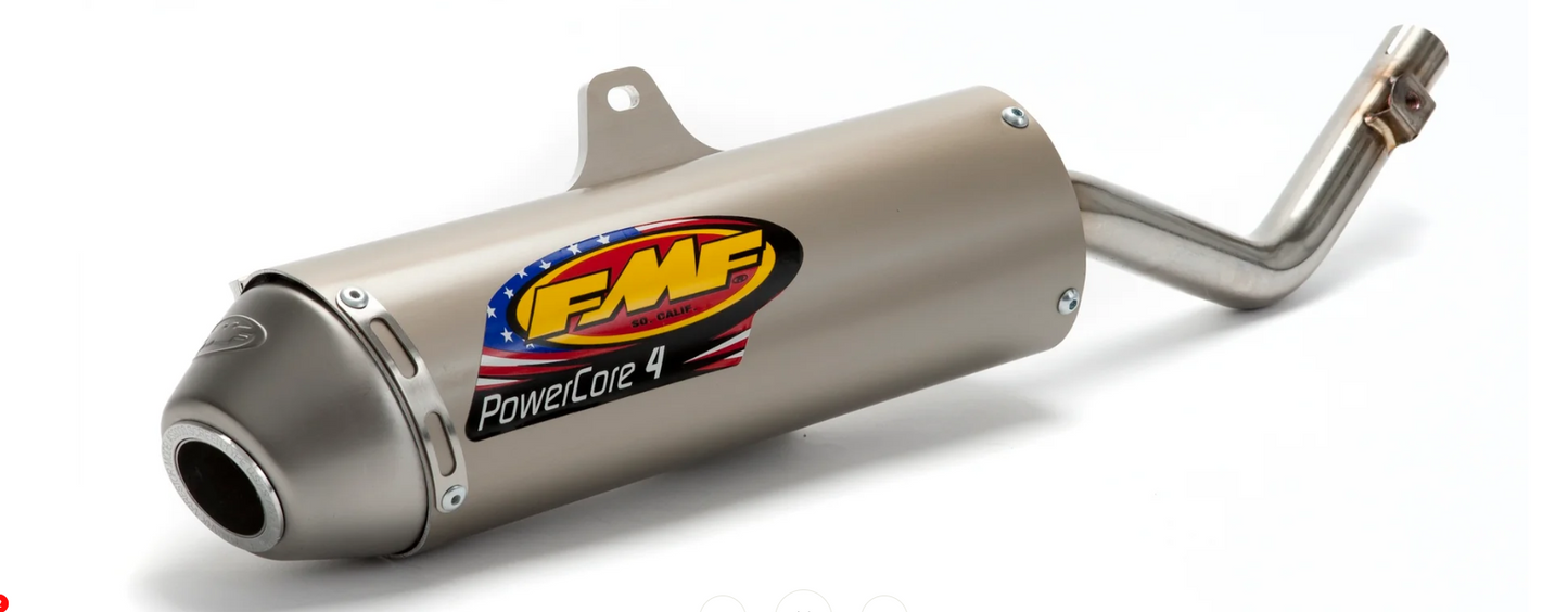 FMF Mini Powercore 4 Spark Arrested Slip-On Muffler (Silver/Aluminum) 042161 - Kawasaki KLX140 2008-2026
