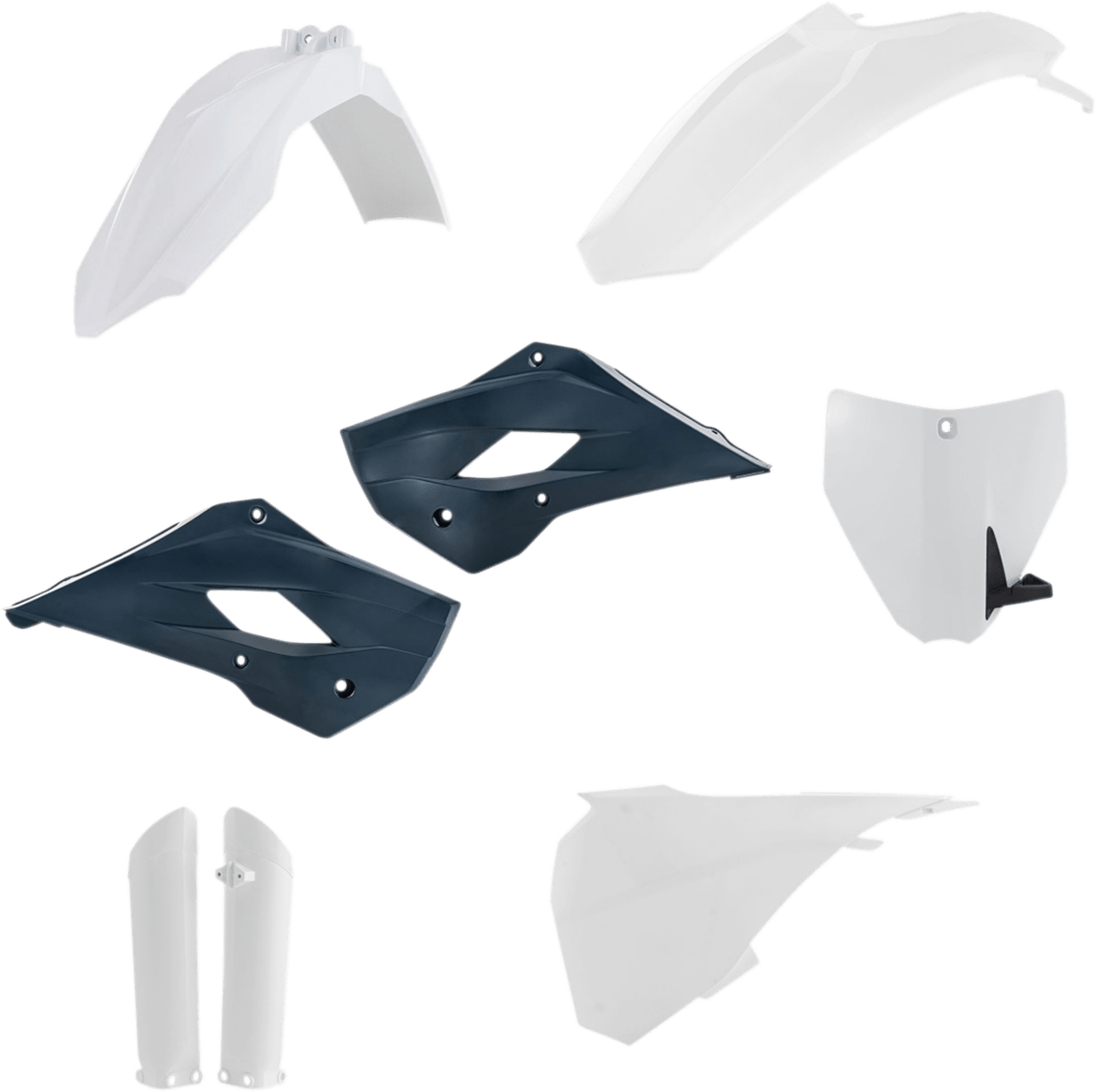 Acerbis 2685935135 Full Body Replacement Plastic Kit in White and Dark Blue for 2014-2017 Husqvarna TC85 motorcycles