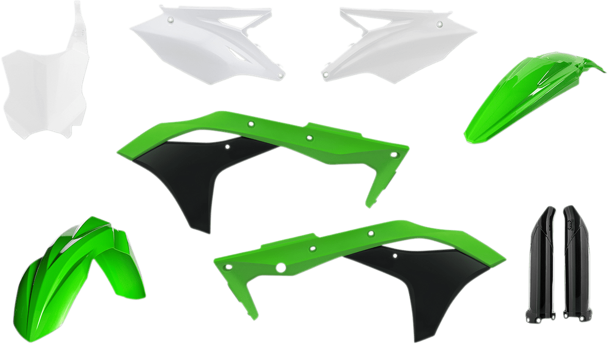 Acerbis 2630635569 Full Replacement Plastic Kit in Green, Black, and White for 2017 Kawasaki KX250F motorcycles