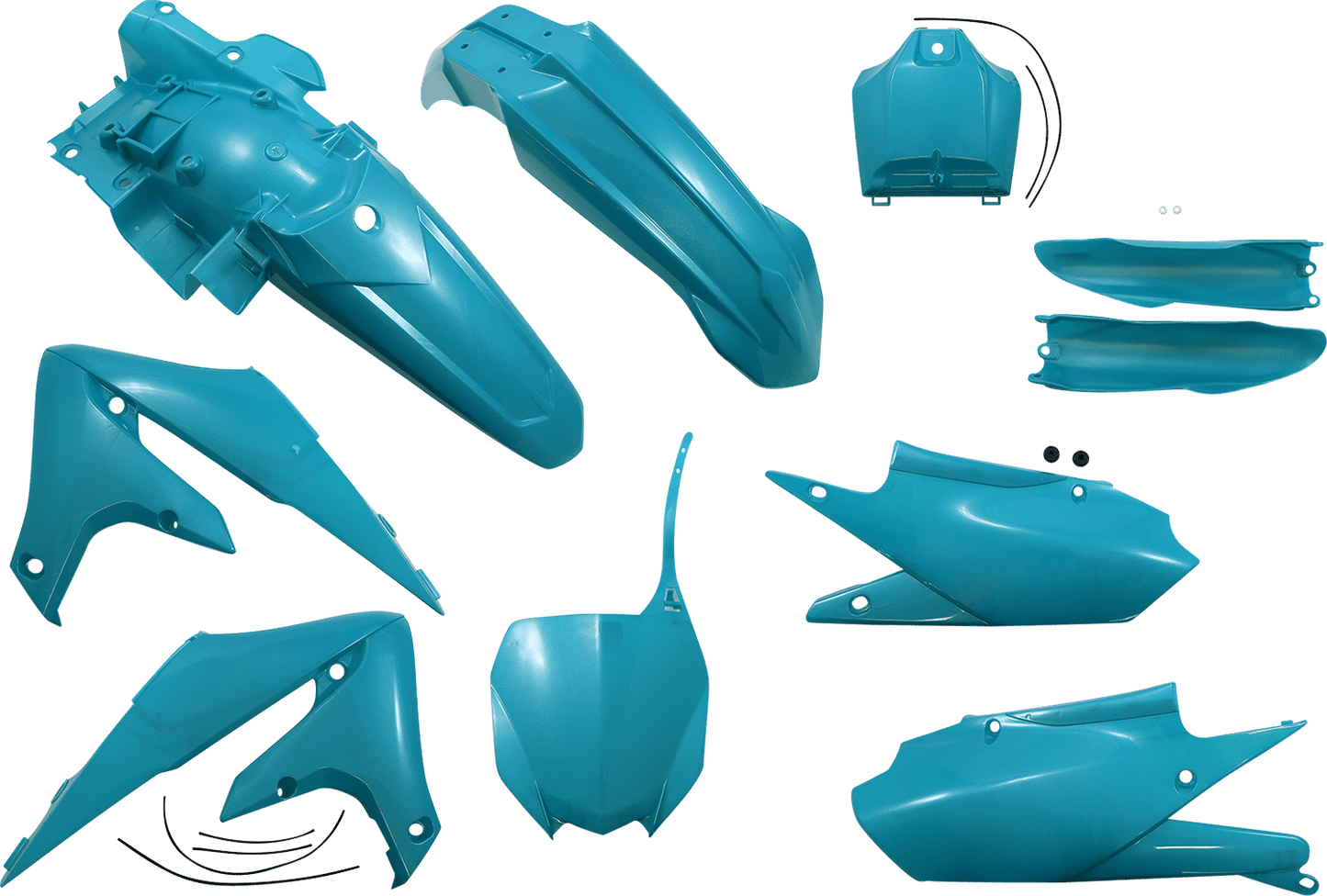 Acerbis 2736357441 Full Replacement Plastic Kit in unique Teal and Metallic finish for various Yamaha YZ motorcycles