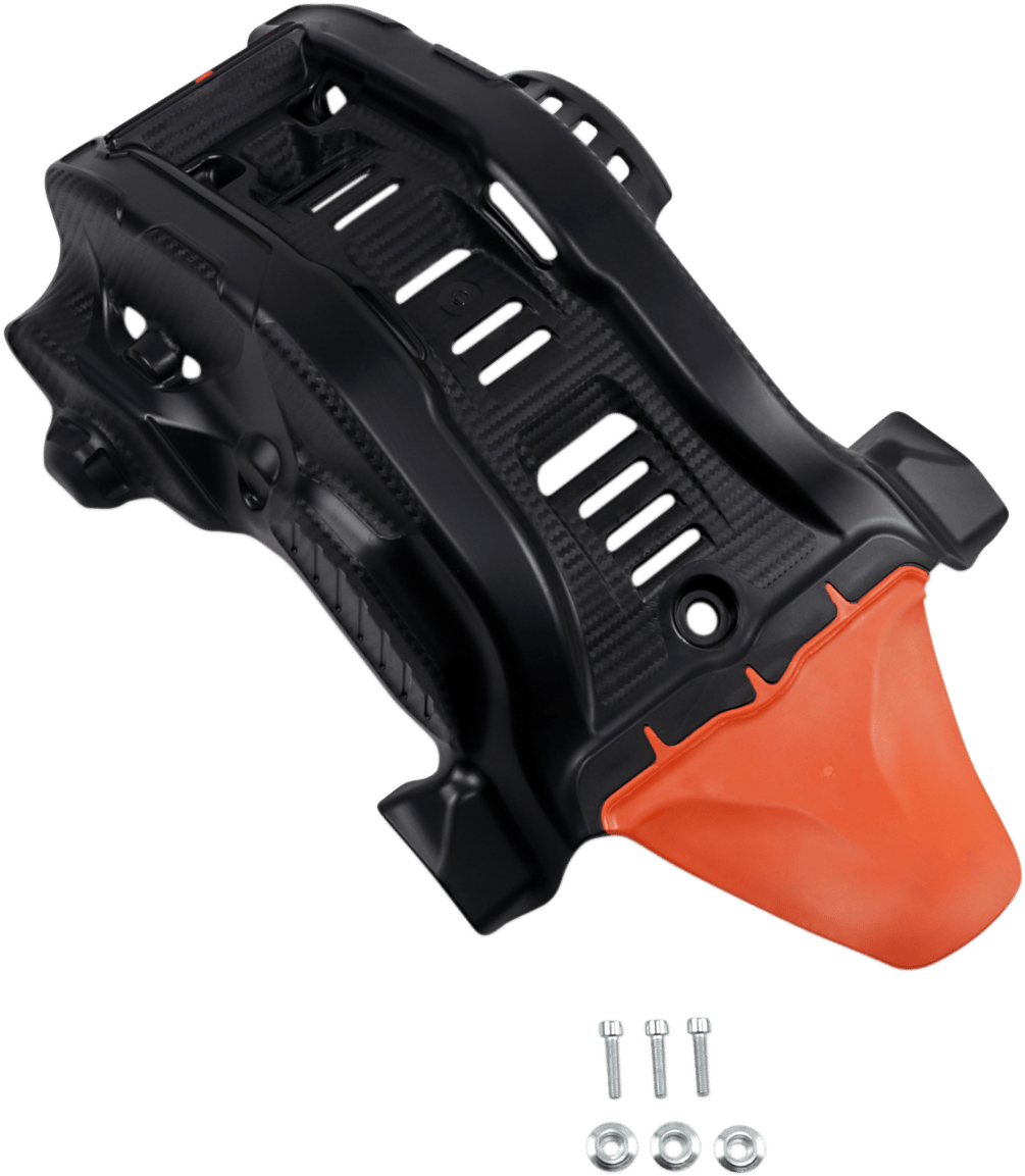 Acerbis Orange and Black Polypropylene Skid Plate with Linkage Guard for Gas Gas, Husqvarna, and KTM motorcycles