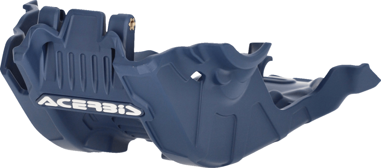 Acerbis Blue Polypropylene Skid Plate with integrated link guard for 2023-2026 KTM, Gas Gas, and Husqvarna 125/150 models