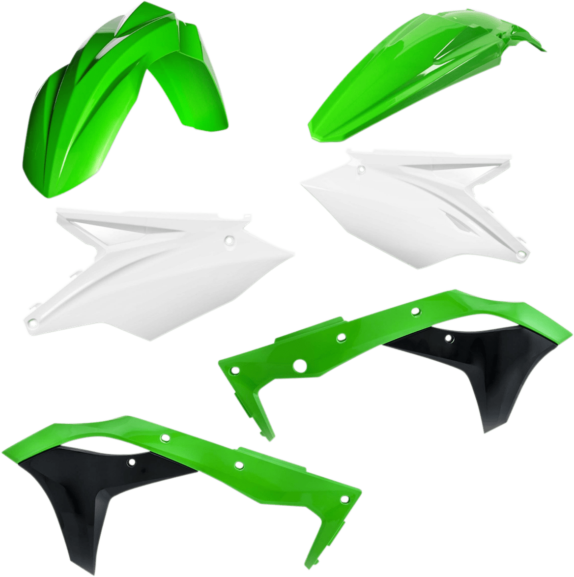 Acerbis 2685815909 Standard Body Replacement Plastic Kit in Green/Black/White for 2018-2020 Kawasaki KX