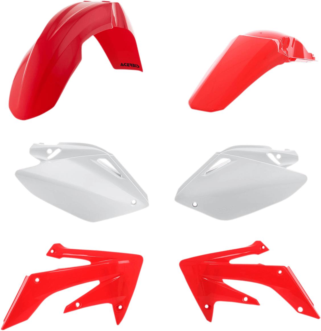 Acerbis 2040960206 Standard Body Replacement Plastic Kit in CR Red and White for 2004-2005 Honda CRF250R models.