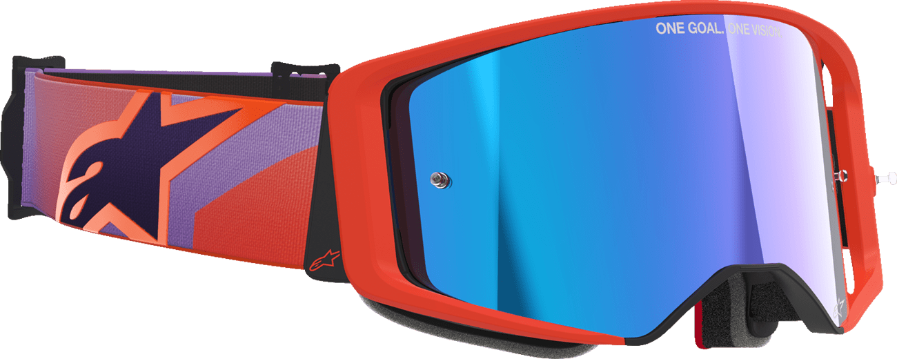 Alpinestars GOGGLES Supertech Vision Goggle - Corp Hot Coral Purple with Blue Mirror Lens - 5100326 - 414 - Moto - House MX