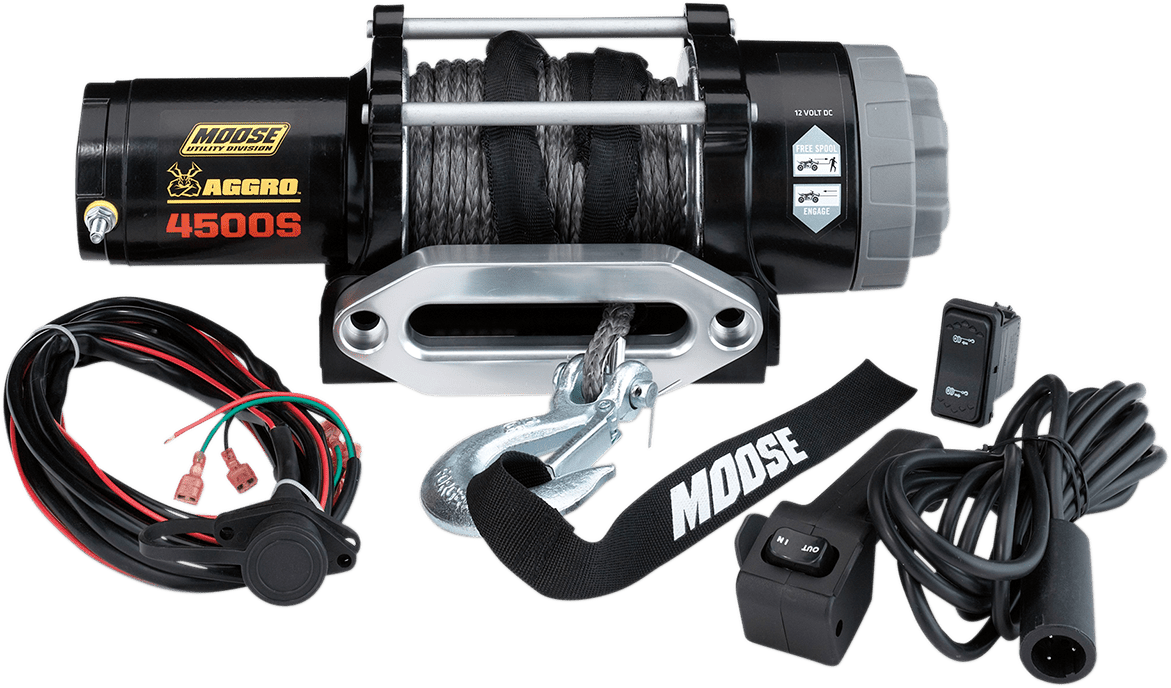 MOOSE OFFROAD 4500 lb Winch with Synthetic Rope, Part Number 104311 - Moto - House MX