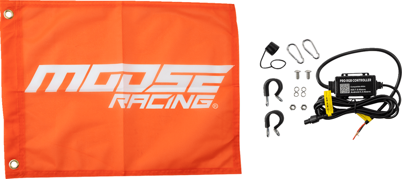 MOOSE OFFROAD 5' RGB Black Whip Light SB - RGBBT - 151 - PU with Bluetooth Control - Moto - House MX