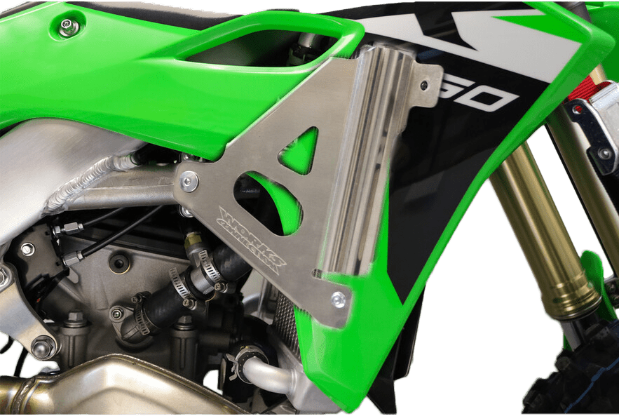 Works Connection CNC Radiator Brace KX450F KX450X 2024 - 2025 Silver - 18 - 301 - Moto - House MX
