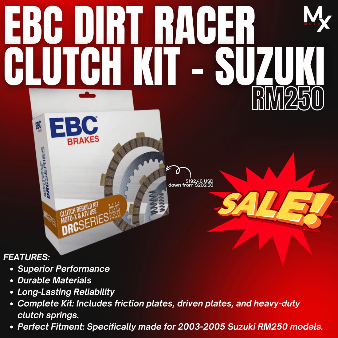 Boost Your Ride with the EBC Dirt Racer Clutch Kit (DRC161) for 2003-2005 Suzuki RM250 - Moto-House MX