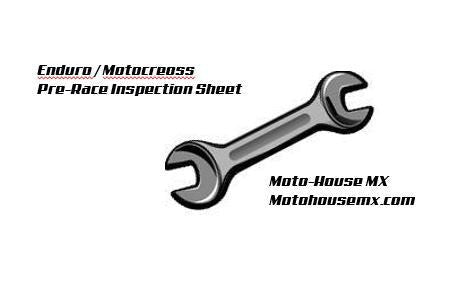 Work Sheet for Enduro/Motocross Motorcycles Pre-Race Inspection Set-Up - Moto-House MX