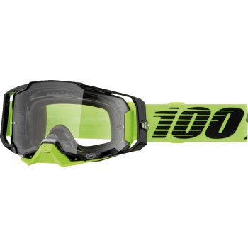 100% Armega Motocross Goggles - 50004 - 00032 - Neon Yellow - Clear - Moto - House MX