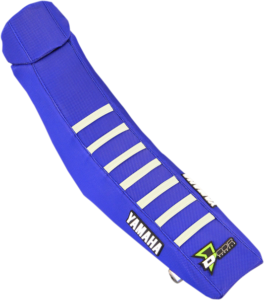 D'cor Visuals 0821-3200 Ribbed Motocross Seat Cover Blue White Fitment for 2002-2021 Yamaha YZ85 - Moto-House MX