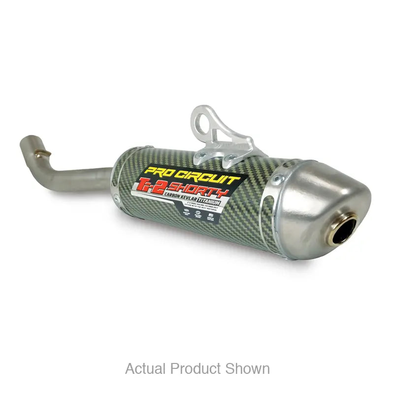 Pro Circuit Ti-2 Shorty Silencer MPN 1132212K featuring Carbon Kevlar shell and Titanium end-cap for Yamaha YZ125