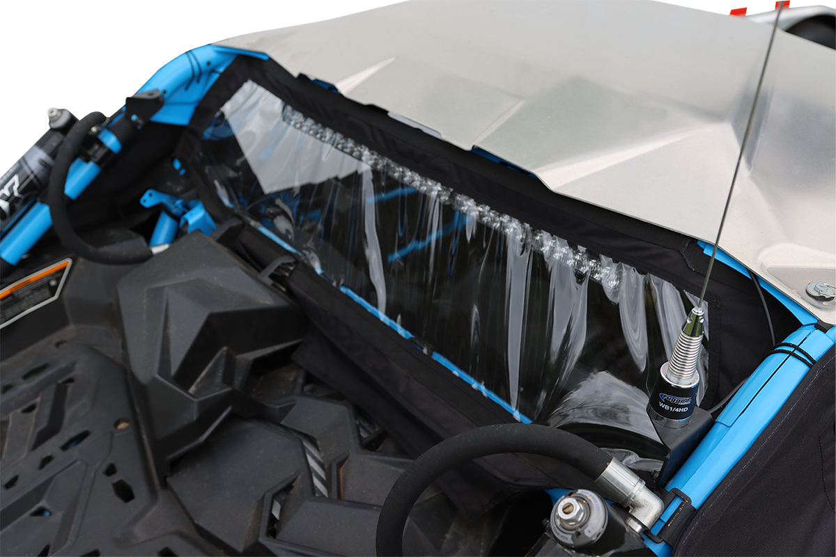 MOOSE OFFROAD 0521-1804 UTV Rear Windscreen Panel for 2017-2025 Can-Am Maverick X3, black nylon and clear vinyl - Moto-House MX