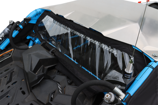 MOOSE OFFROAD 0521-1804 UTV Rear Windscreen Panel for 2017-2025 Can-Am Maverick X3, black nylon and clear vinyl - Moto-House MX