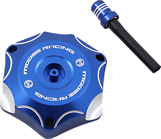 MOOSE OFFROAD T03-4131L Aluminum Gas Cap for Yamaha - Durable Blue Fitment