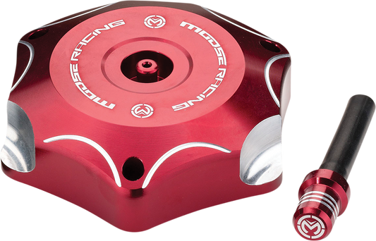 MOOSE OFFROAD T03-1132R Aluminum Gas Cap for Honda, Durable, Red Finish