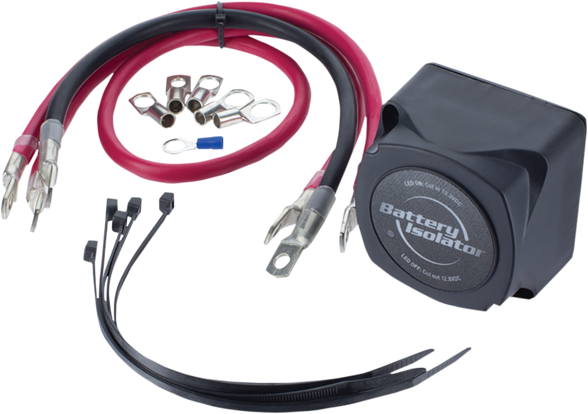 All Balls 70-2000 Battery Isolator Kit with wiring and module for dual battery setup on UTV/ATV.