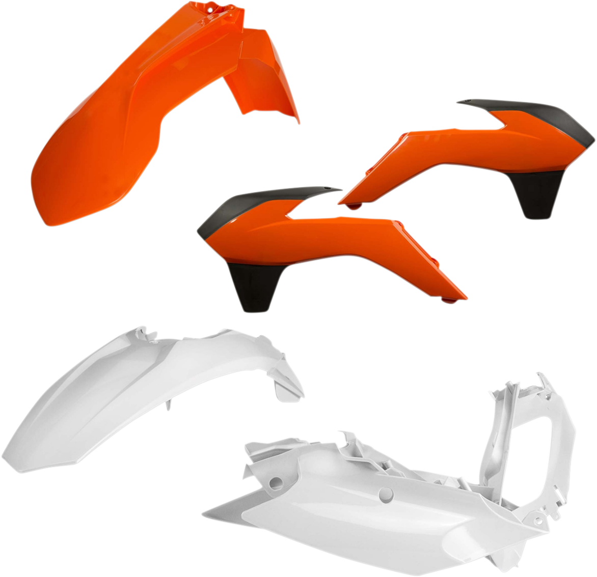 Acerbis 2314315135 Standard Body Plastic Kit in KTM OEM Orange, Black, and White for off-road bikes