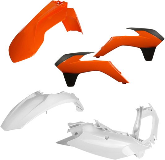 Acerbis 2314315135 Standard Body Plastic Kit in KTM OEM Orange, Black, and White for off-road bikes