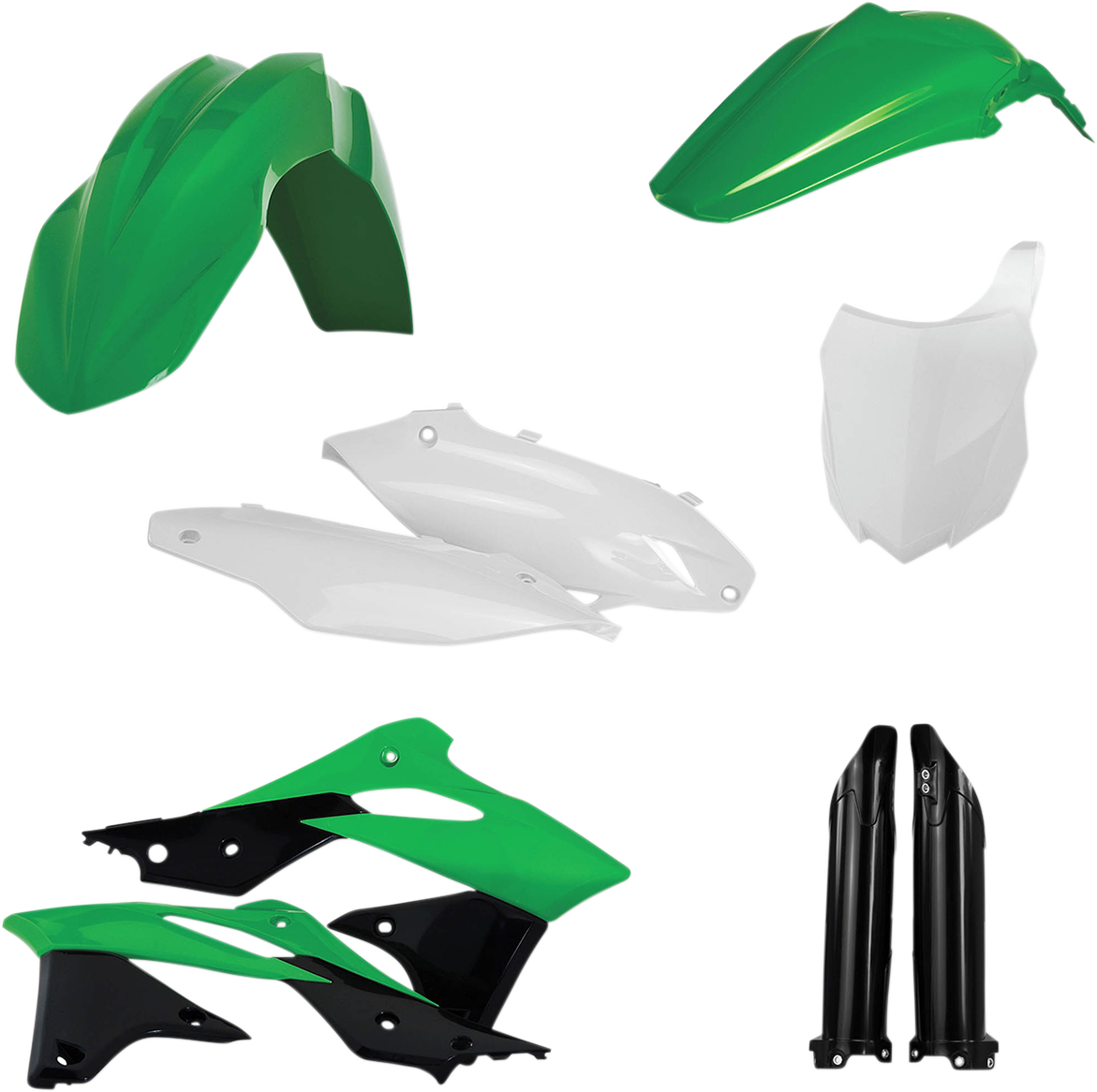 Acerbis 2314185135 Full Replacement Plastic Kit Green, White, and Black for 2013-2016 Kawasaki KX250F