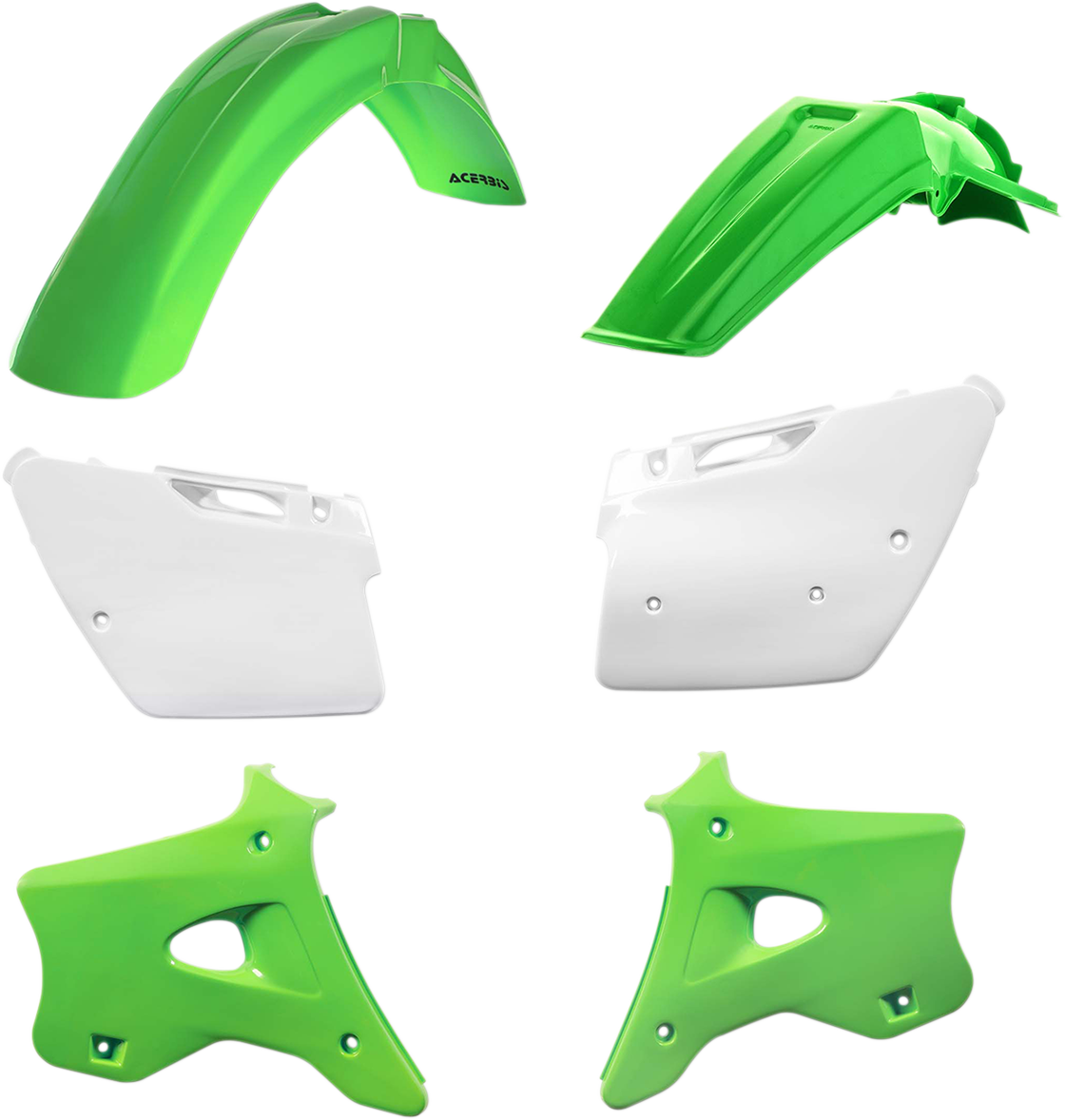 Acerbis 2070980208 Standard Replacement Plastic Kit in OEM Green and White for 1994-1998 Kawasaki KX