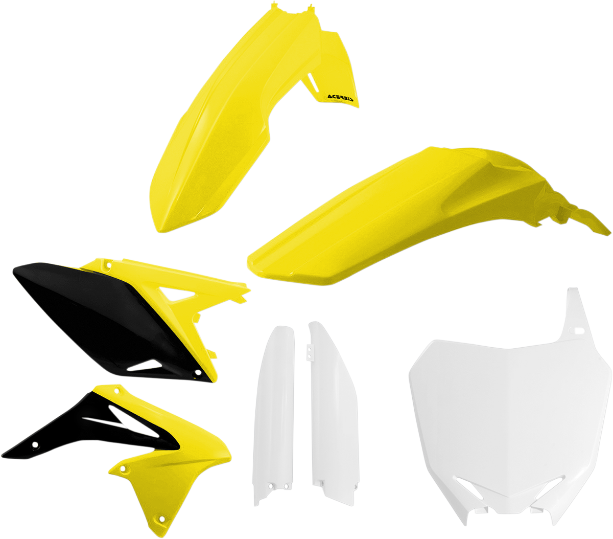 Acerbis 2198034584 Full Replacement Plastic Kit Yellow, White, and Black for 2010-2018 Suzuki RMZ250