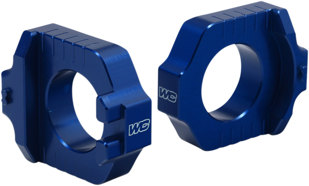 WORKS CONNECTION Elite Axle Block Yamaha 17-265 Blue for Precise Wheel Alignment