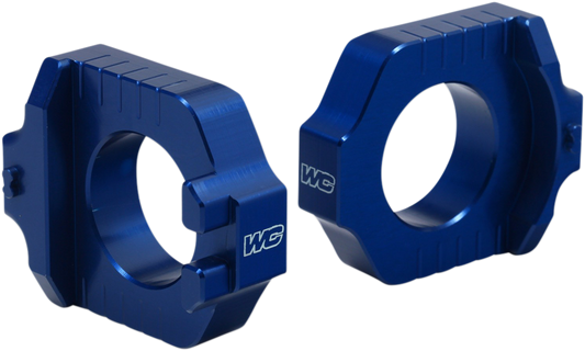 WORKS CONNECTION Elite Axle Block Yamaha 17-265 Blue for Precise Wheel Alignment