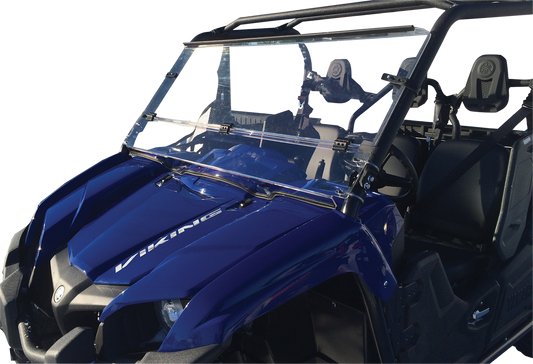 MOOSE OFFROAD 2317-0177 Clear Heavy Duty 4.5mm Thick Polycarbonate Centrally Hinged Tool Less Full Folding Windshield with Stainless Rubber Coated Straps for Yamaha Viking 700 YXM700 EPS 4x4 UTV Side by Sides - Moto-House MX