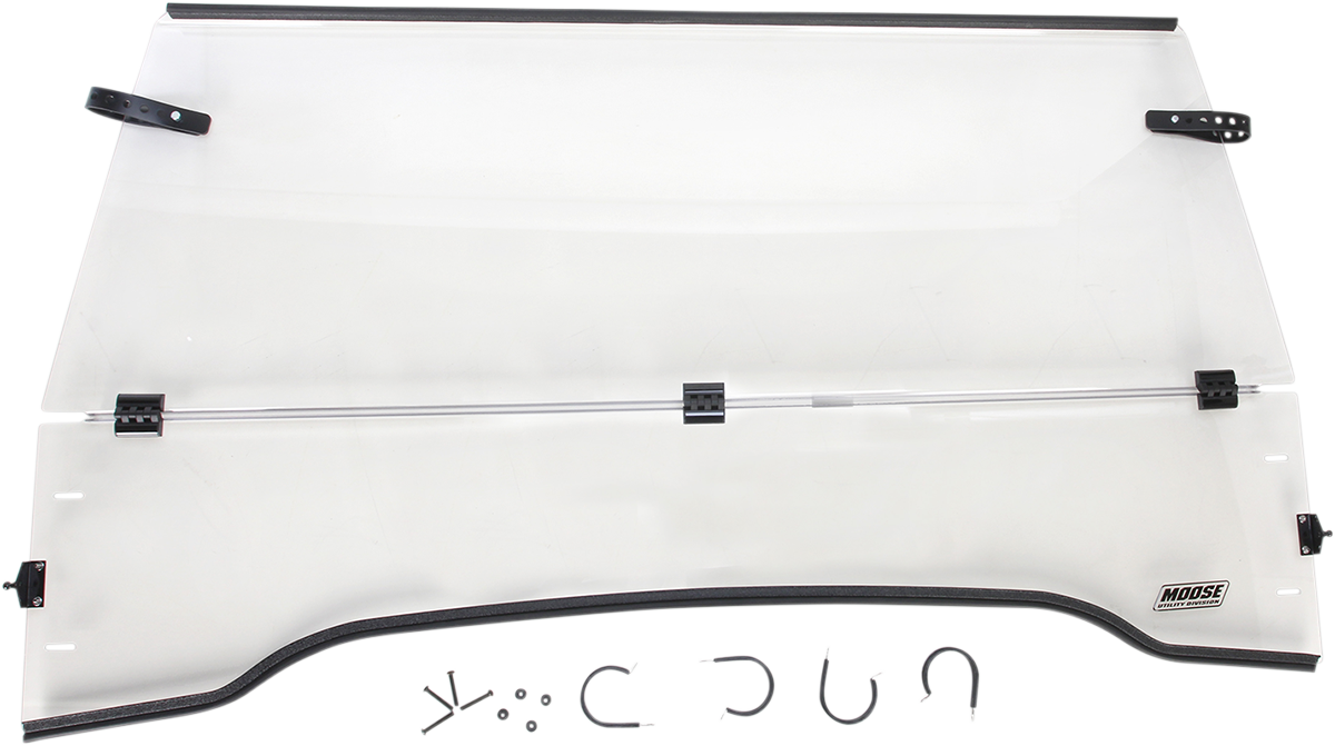 MOOSE OFFROAD 2317-0182 Clear Heavy Duty 4.5mm Thick Polycarbonate Centrally Hinged Tool Less Full Folding Windshield with Stainless Rubber Coated Straps for Honda MUV700 Big Red UTV Side by Sides - Moto-House MX