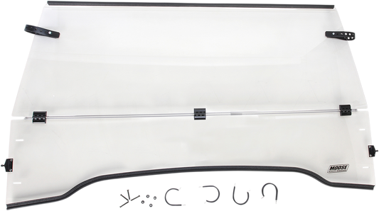 MOOSE OFFROAD 2317-0182 Clear Heavy Duty 4.5mm Thick Polycarbonate Centrally Hinged Tool Less Full Folding Windshield with Stainless Rubber Coated Straps for Honda MUV700 Big Red UTV Side by Sides - Moto-House MX