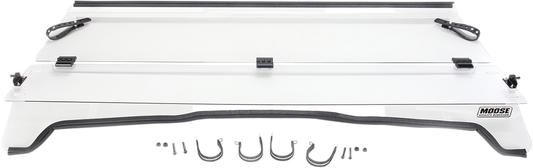 MOOSE OFFROAD 2317-0186 Clear Heavy Duty 4.5mm Thick Polycarbonate Centrally Hinged Tool Less Full Folding Windshield with Stainless Rubber Coated Straps for Kawasaki KRF800 KRT800 Teryx Teryx4 UTV Side by Sides - Moto-House MX