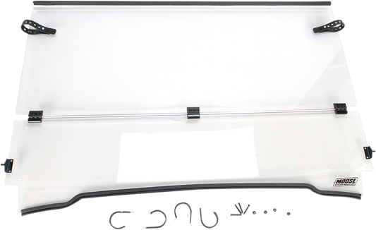 MOOSE OFFROAD LEMA100-0008 Clear Full Folding Polycarbonate UTV Windshield for Kawasaki Mule 3010 4x4 - Moto-House MX
