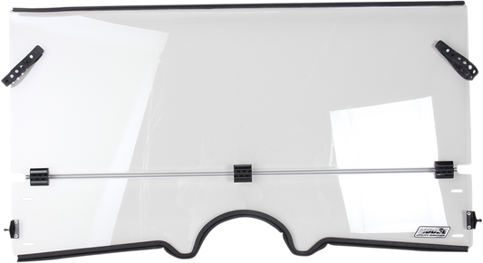 MOOSE OFFROAD 2317-0192 Clear Heavy Duty 4.5mm Thick Polycarbonate Centrally Hinged Tool Less Full Folding Windshield with Stainless Rubber Coated Straps for Yamaha Rhino 450 700 FI YXR45F YXR700F UTV Side by Sides - Moto-House MX