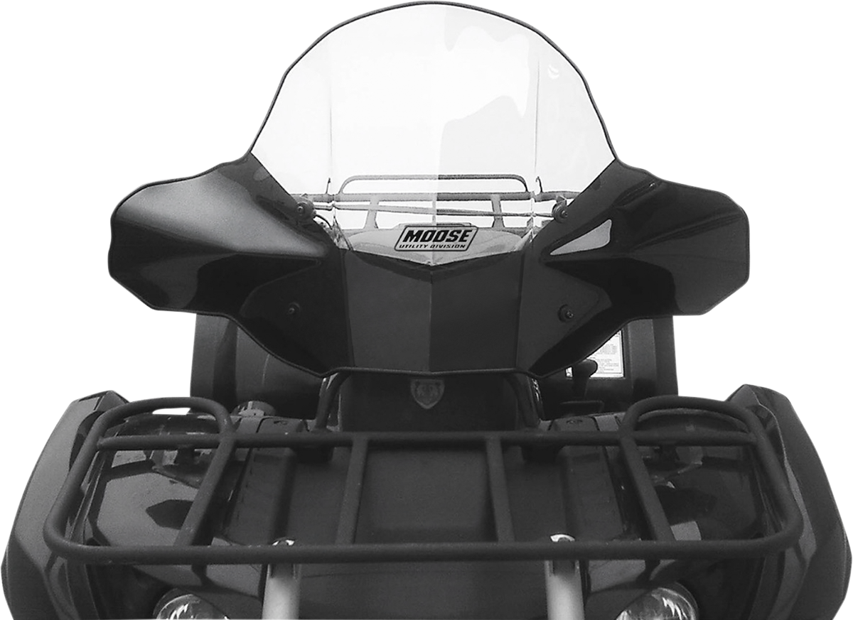 MOOSE OFFROAD LEMA100-0019 Universal Clear Polycarbonate ATV Windshield 19 Inch Height with Quick Release Breakaway Mounting - Moto-House MX