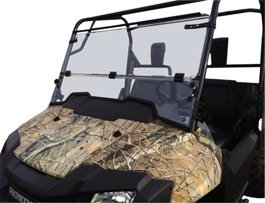 MOOSE OFFROAD 2317-0305 Clear Heavy Duty 4.5mm Thick Polycarbonate Centrally Hinged Tool Less Full Folding Windshield with Stainless Rubber Coated Straps for Yamaha YXE70 Wolverine R Spec EPS UTV Side by Sides - Moto-House MX
