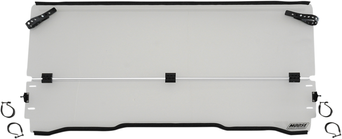 MOOSE OFFROAD 2317-0356 Clear Heavy Duty 4.5mm Thick Polycarbonate Centrally Hinged Tool Less Full Folding Windshield with Stainless Rubber Coated Straps for Honda SXS1000M5 SXS1000M3 Pioneer 1000 1000 5 UTV Side by Sides - Moto-House MX