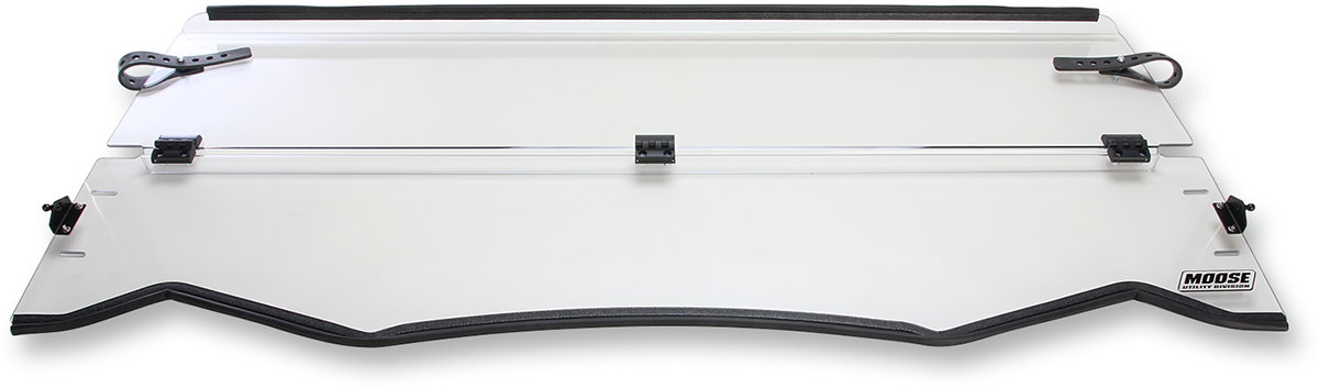 MOOSE OFFROAD 2317-0357 Clear Heavy Duty 4.5mm Thick Polycarbonate Centrally Hinged Tool Less Full Folding Windshield with Stainless Rubber Coated Straps for Kawasaki KRF800 KRT800 Teryx Teryx4 800 4x4 UTV Side by Sides - Moto-House MX