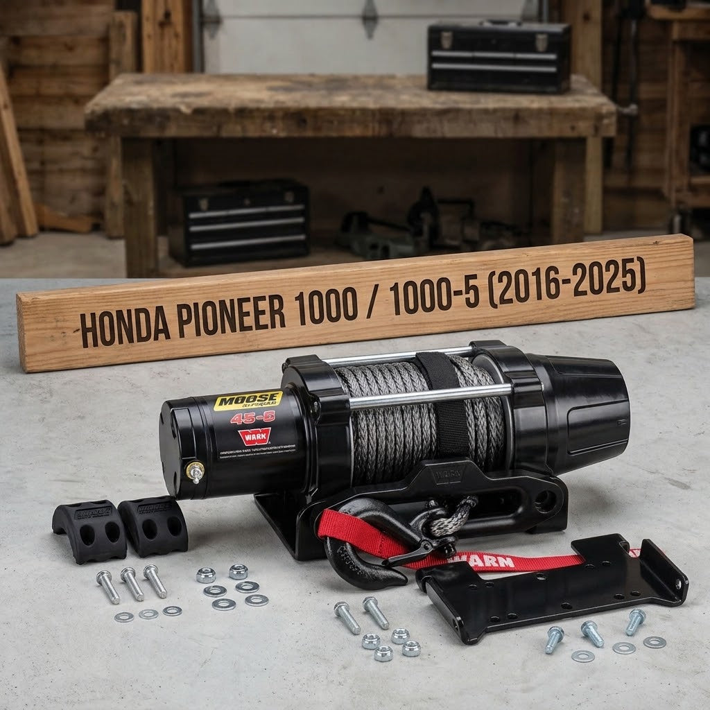 Moose Offroad 4500 Lb Synthetic Rope Winch Kit with Mount and Cushion for Honda Pioneer 1000 at Moto-House MX