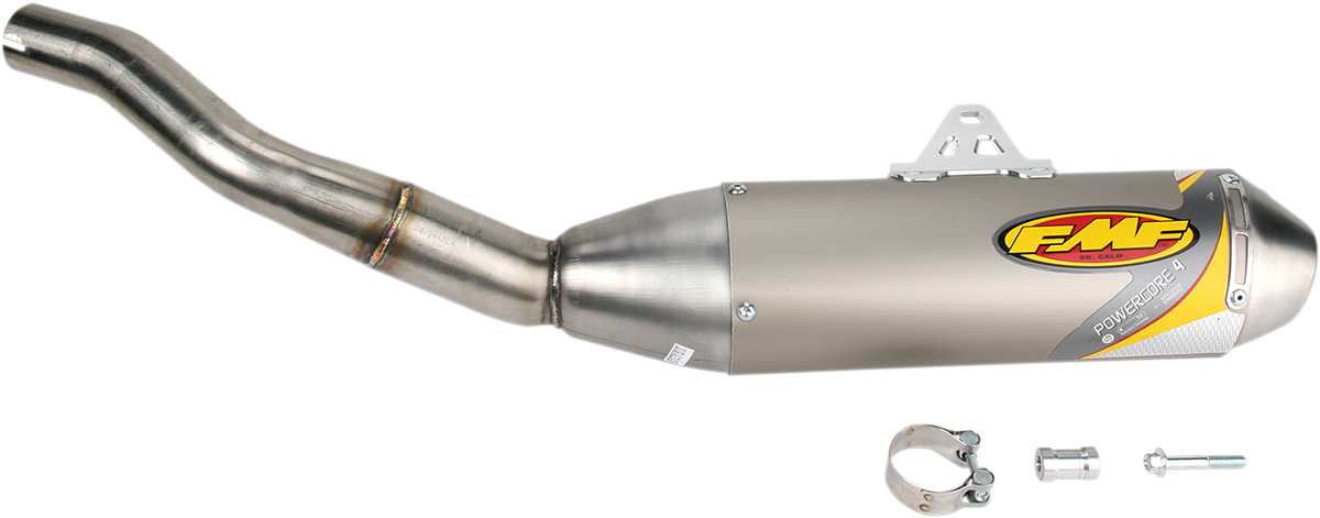 FMF 044224 Powercore 4 Champagne Anodized Aluminum Body Oval Slip On Muffler Silencer with Stainless Steel Conical Endcap and Removable Spark Arrestor for Yamaha YFZ450 Sport ATV UTV Riding Style - Moto-House MX