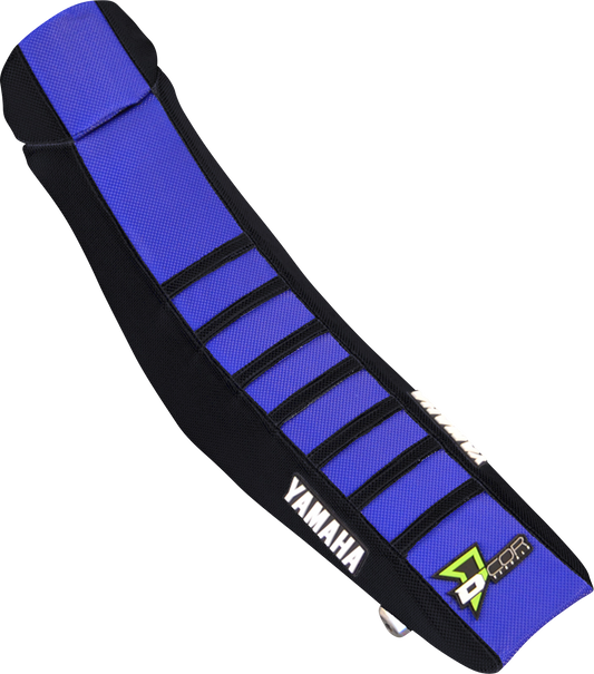 D'cor Visuals 0821-3482 Ribbed Motocross Seat Cover Black Blue Black Ribs Fitment for 2022-2026 Yamaha YZ85 YZ85LW Small Wheel Large Wheel - Moto-House MX