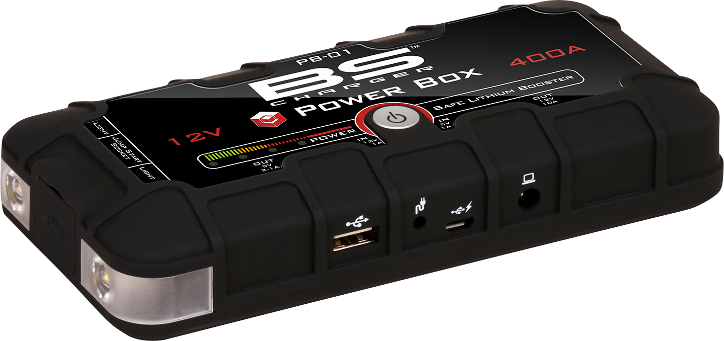 BS Battery PB-02 Booster Power Box Jump Starter 700556 600A/1200A Peak for Vehicles 2010-2024 Motorcycle & Car