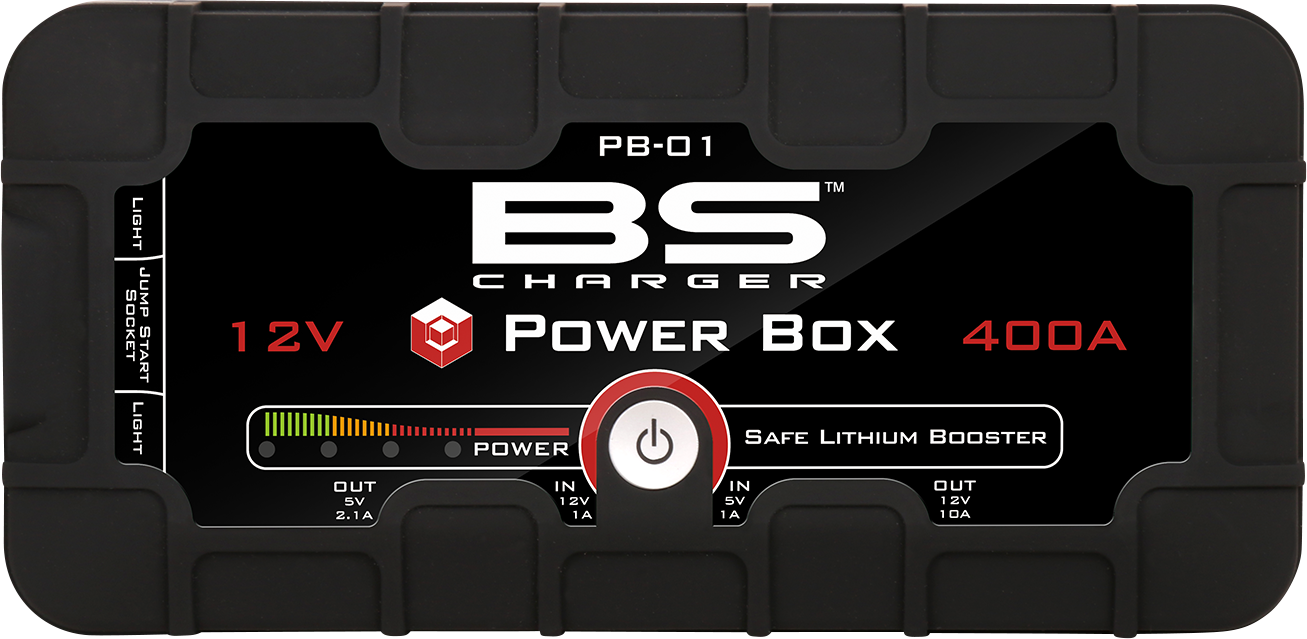 BS Battery PB-02 Booster Power Box Jump Starter 700556 600A/1200A Peak for Vehicles 2010-2024 Motorcycle & Car
