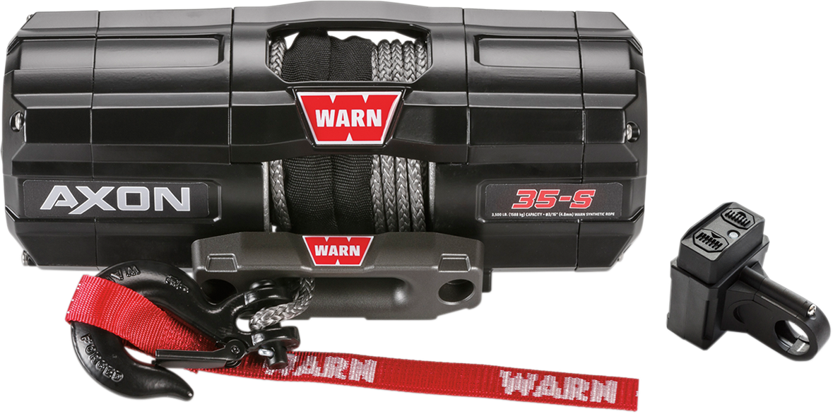 WARN 101130 Axon 35-S Series 3500 lb Heavy Duty Power Recovery Winch with Integrated Motactor 50 Foot Synthetic Rope and Hublock Clutch for Can-Am Outlander Kubota Sidekick ATVs UTVs - Moto-House MX