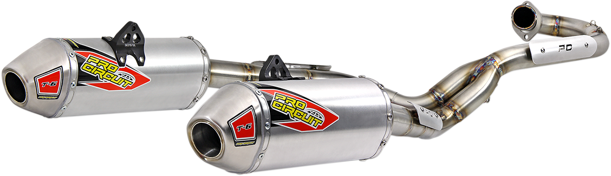 PRO CIRCUIT 5631570G2 T-6 Dual Full Exhaust System for 2015-2020 Yamaha Raptor 700R ATV, featuring stainless steel construction and TIG welding - Moto-House MX