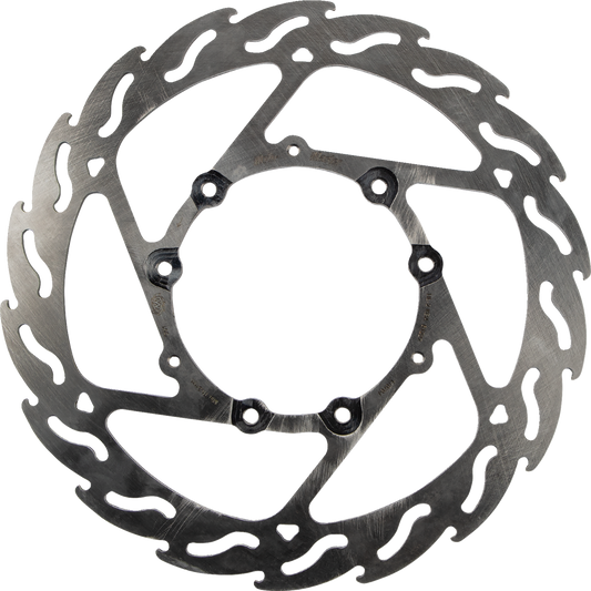 Moto-Master 110794-PU Flame Series 260mm fixed front brake rotor with CNC-machined premium steel flame design for 2019-2024 Honda CRF450X, CRF450L, and CRF450RL off-road motorcycles.
